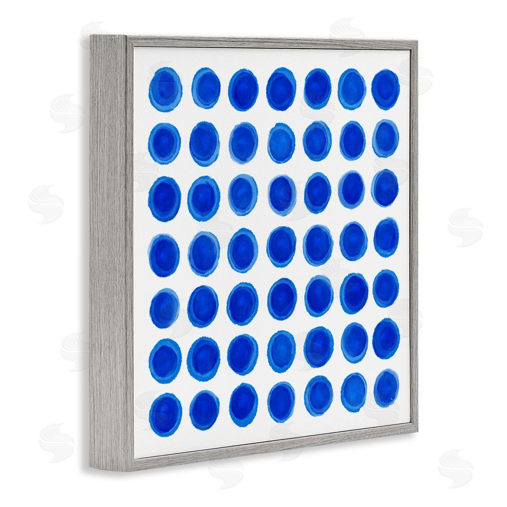 Martina Pavlova Blue Dots Uniform Pattern Gray Framed Giclee Wall Art Print