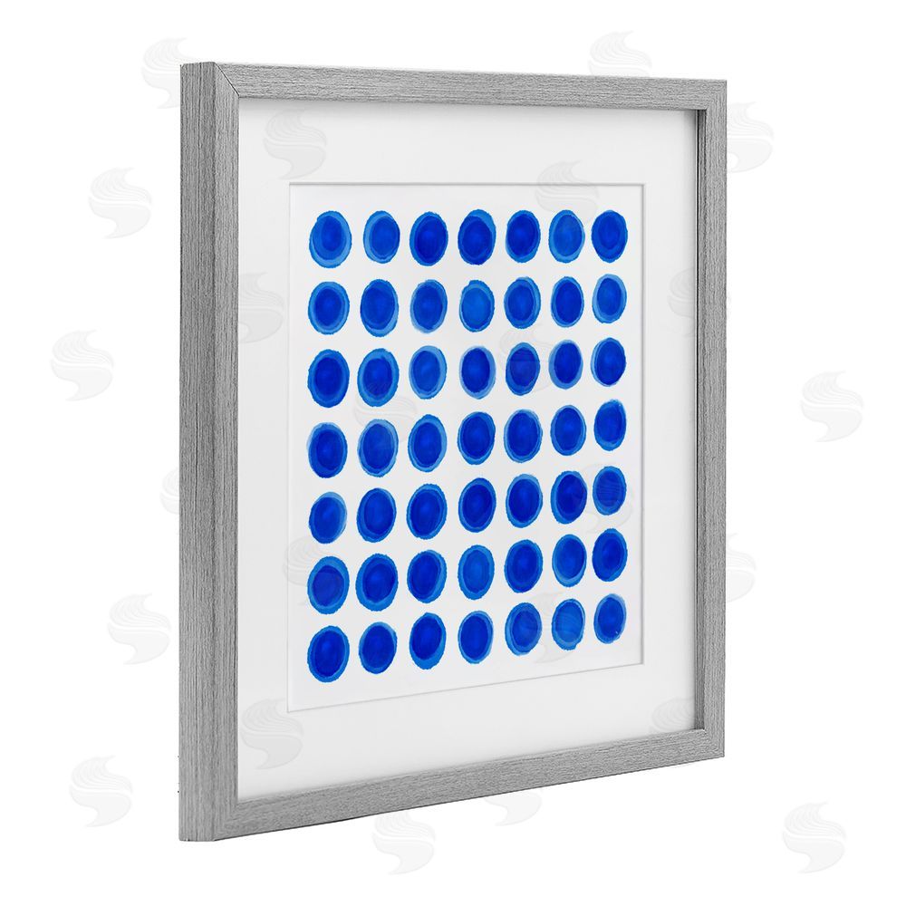 Martina Pavlova Blue Dots Uniform Pattern Gray Framed Print Under Glass Wall Art