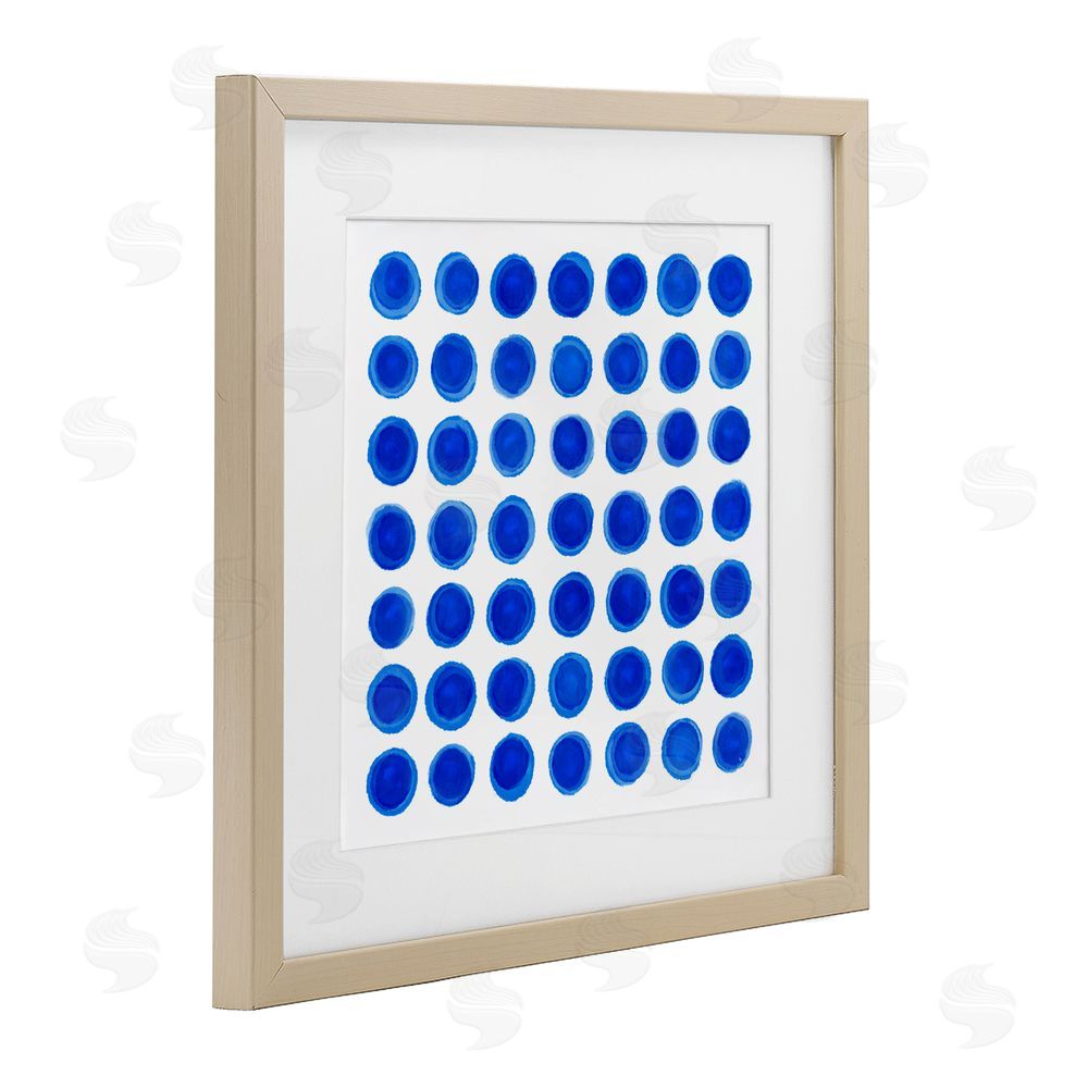 Martina Pavlova Blue Dots Uniform Pattern Brown Framed Print Under Glass Wall Art