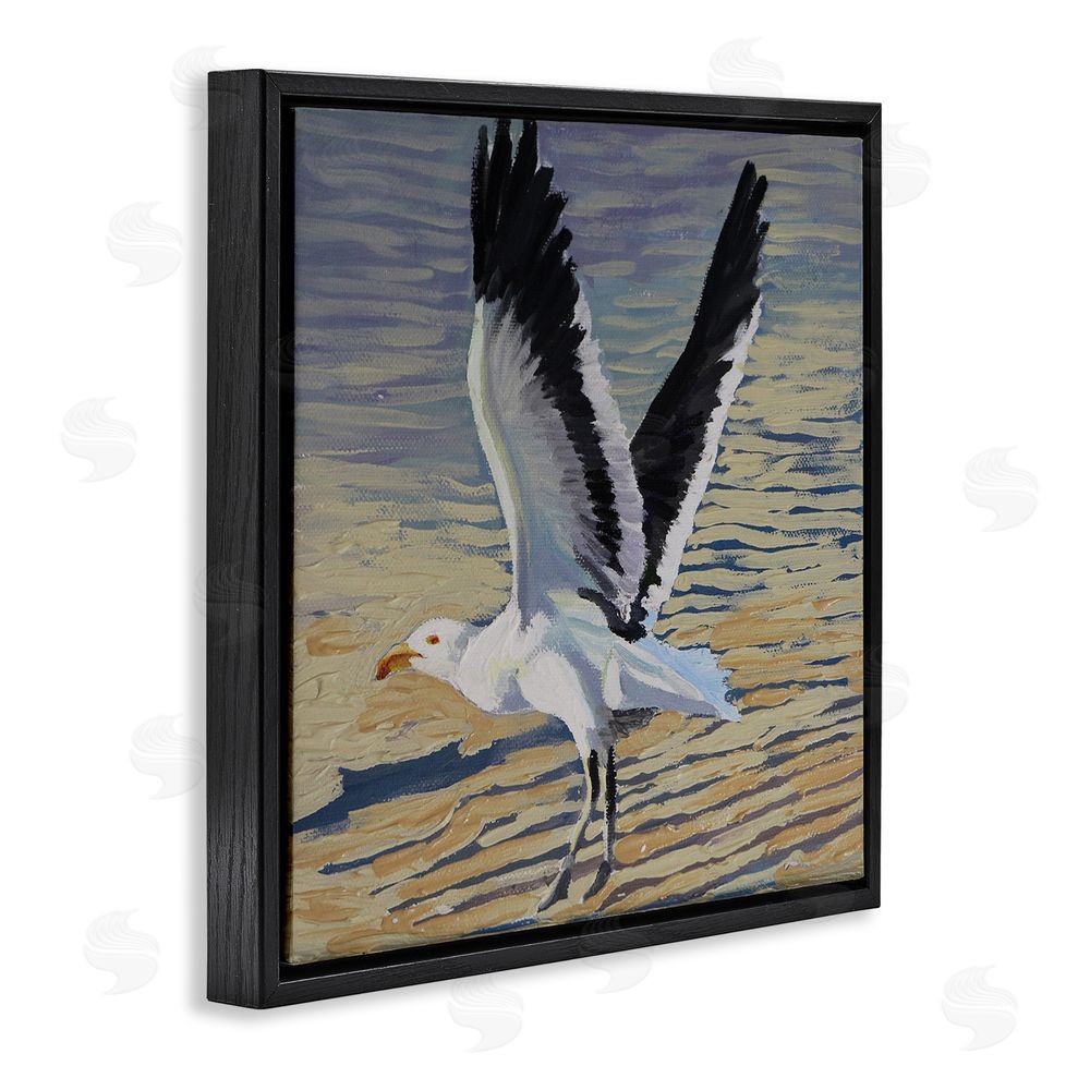 Violeta Vollmer Seagull Taking Flight Black Floating Frame Canvas Wall Art Print