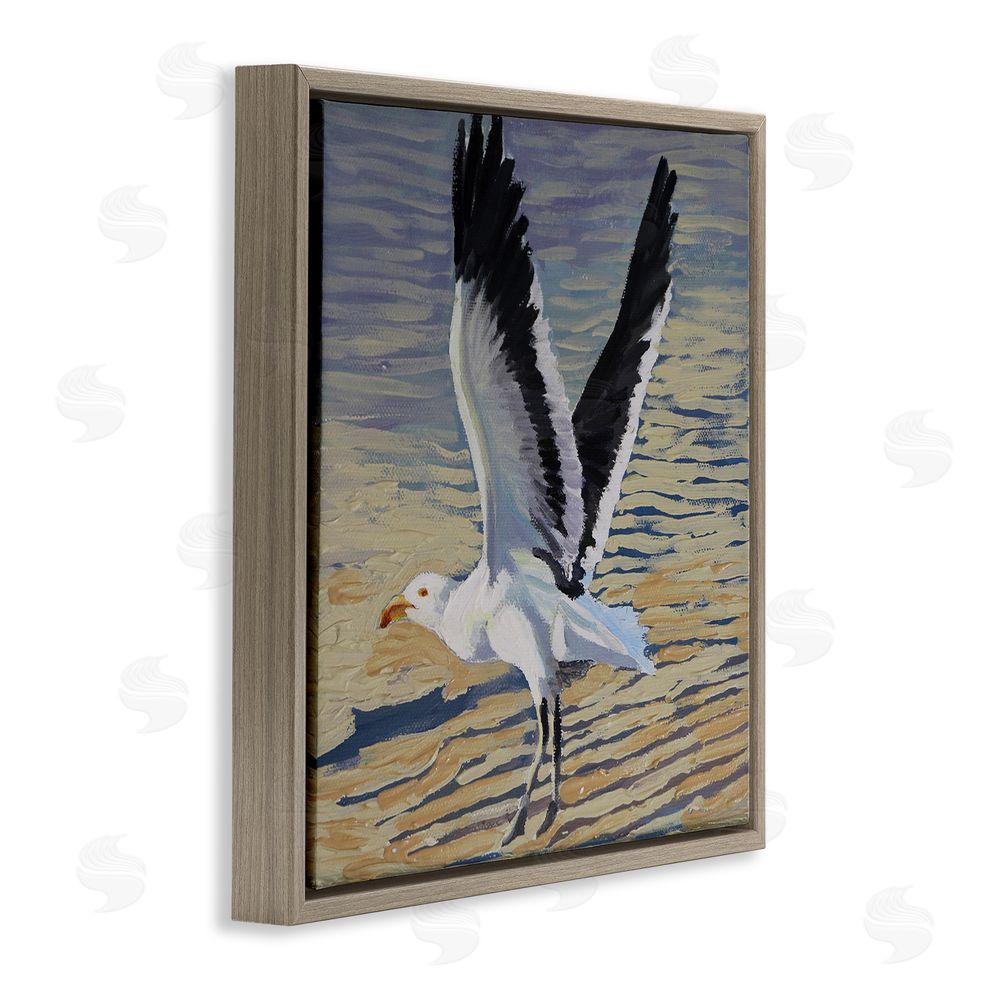 Violeta Vollmer Seagull Taking Flight Brown Floating Frame Canvas Wall Art Print