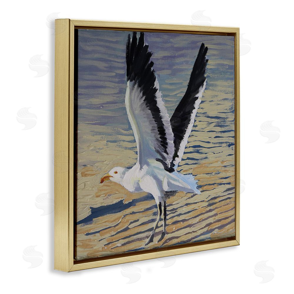 Violeta Vollmer Seagull Taking Flight Gold Floating Frame Canvas Wall Art Print