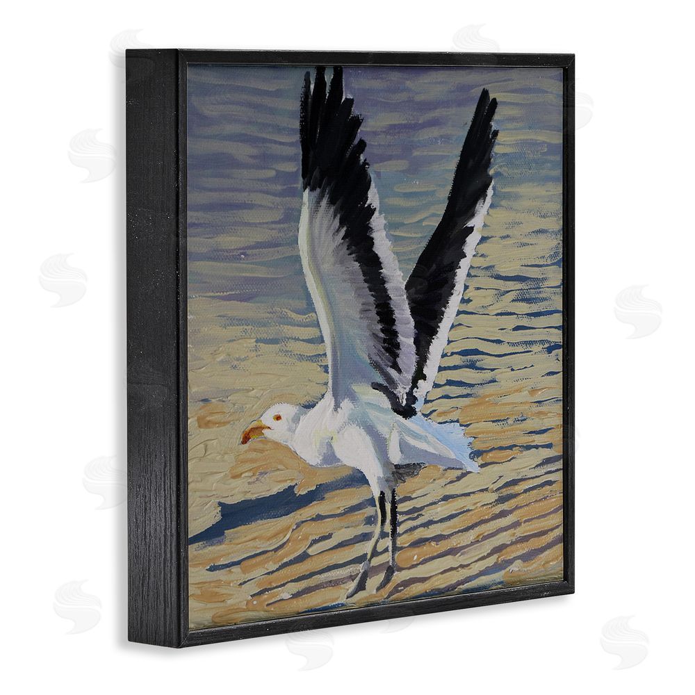 Violeta Vollmer Seagull Taking Flight Black Framed Giclee Wall Art Print