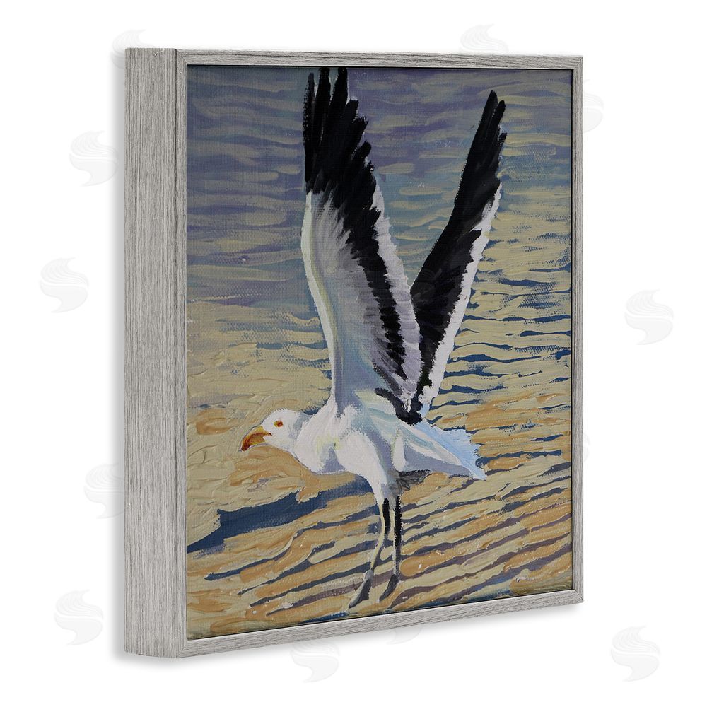 Violeta Vollmer Seagull Taking Flight Gray Framed Giclee Wall Art Print