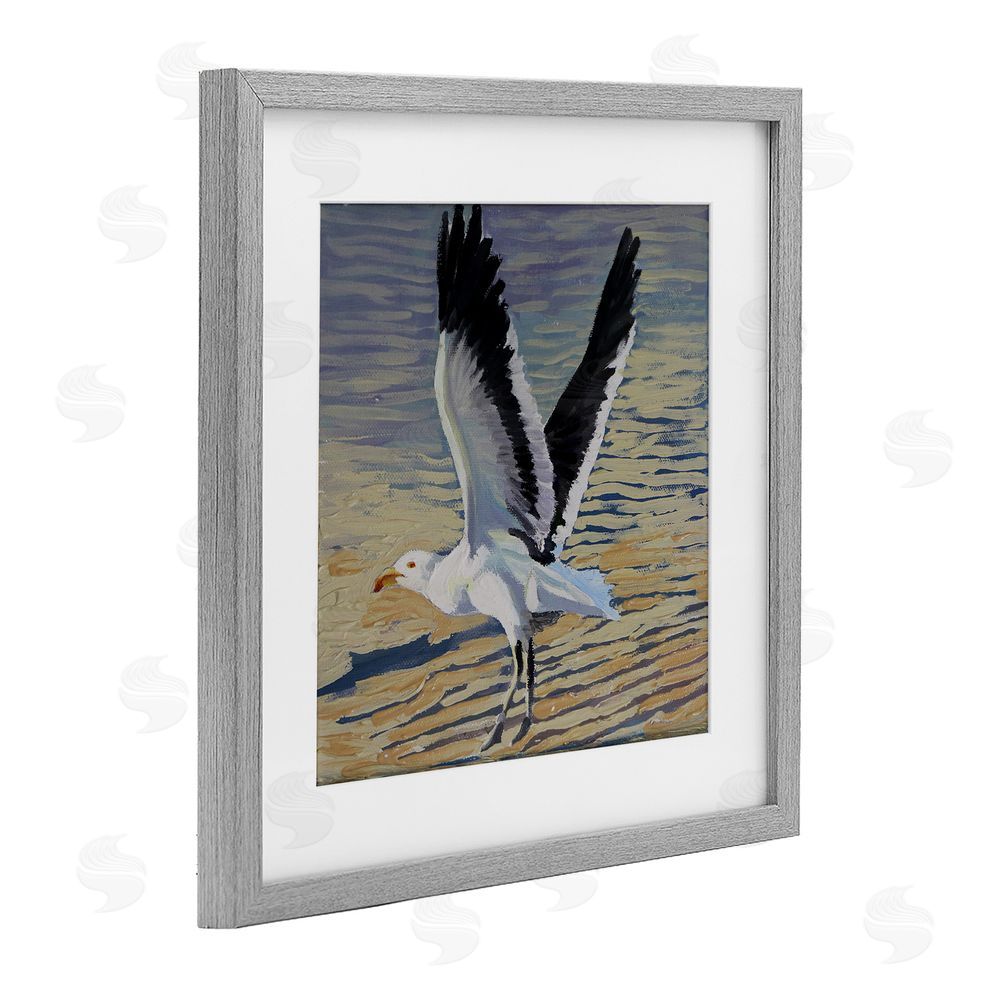 Violeta Vollmer Seagull Taking Flight Gray Framed Print Under Glass Wall Art