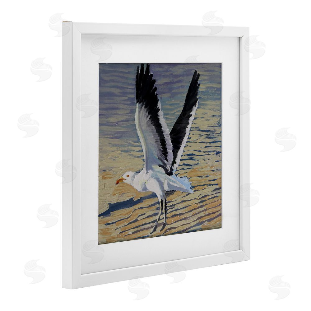 Violeta Vollmer Seagull Taking Flight White Framed Print Under Glass Wall Art