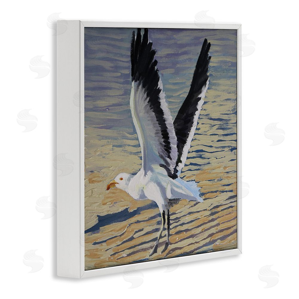 Violeta Vollmer Seagull Taking Flight White Framed Giclee Wall Art Print