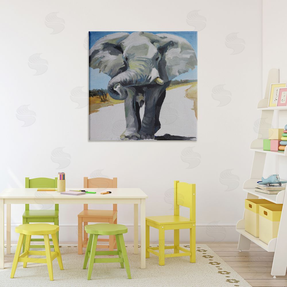 Violeta Vollmer Majestic Elephant on Path Stretched Canvas Wall Art in Room