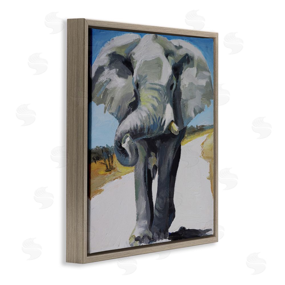 Violeta Vollmer Majestic Elephant on Path Brown Floating Frame Canvas Wall Art Print