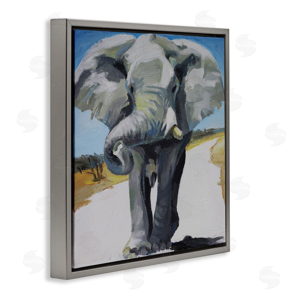 Violeta Vollmer Majestic Elephant on Path Gray Floating Frame Canvas Wall Art Print
