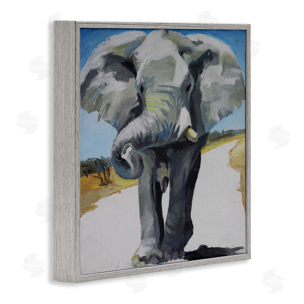 Violeta Vollmer Majestic Elephant on Path Gray Framed Giclee Wall Art Print