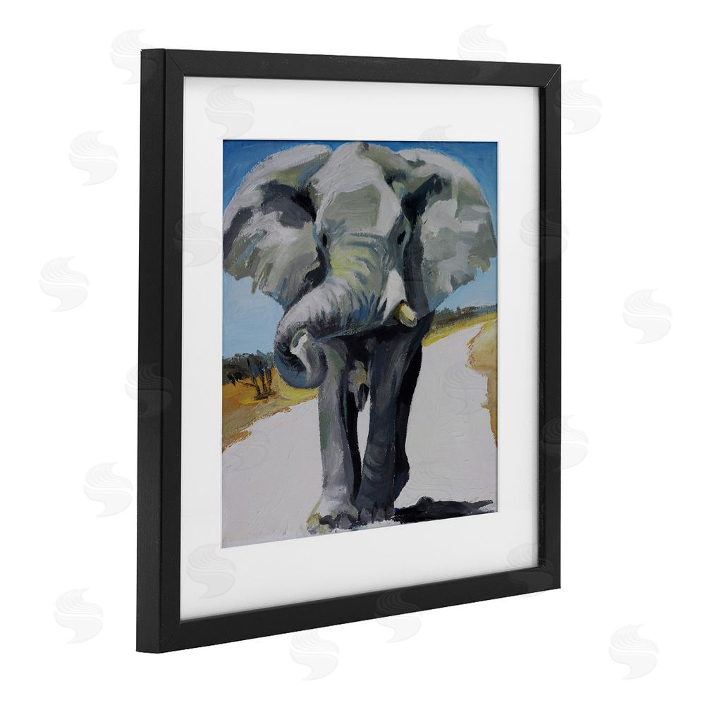 Violeta Vollmer Majestic Elephant on Path Black Framed Print Under Glass Wall Art