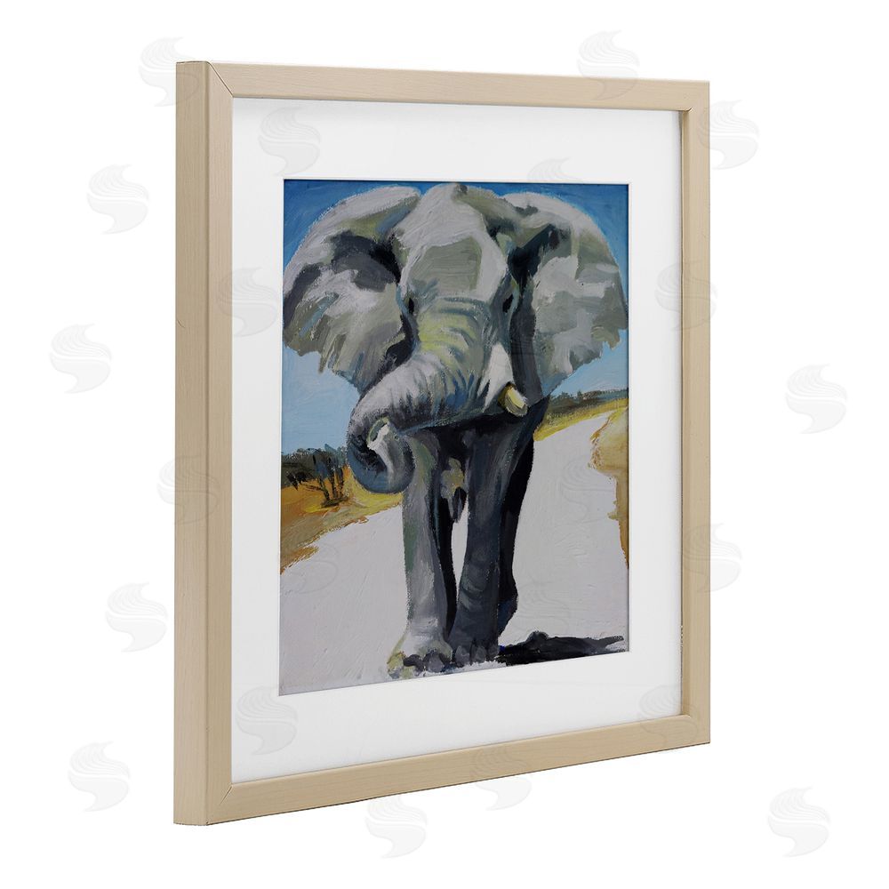 Violeta Vollmer Majestic Elephant on Path Brown Framed Print Under Glass Wall Art