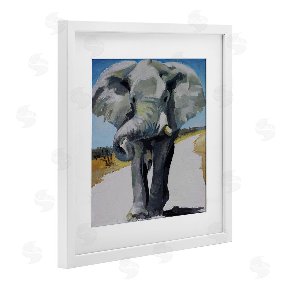 Violeta Vollmer Majestic Elephant on Path White Framed Print Under Glass Wall Art
