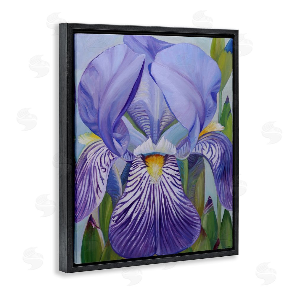 Violeta Vollmer Blooming Purple Iris Petals Black Floating Frame Canvas Wall Art Print