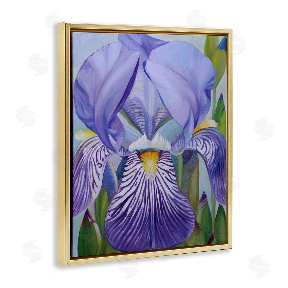 Violeta Vollmer Blooming Purple Iris Petals Gold Floating Frame Canvas Wall Art Print