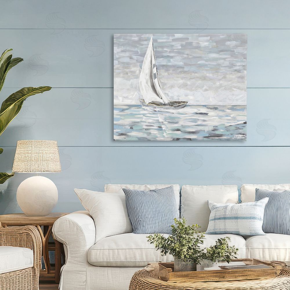 Julie DeRice Choppy Waters in Muted Tones Stretched Canvas Wall Art in Room