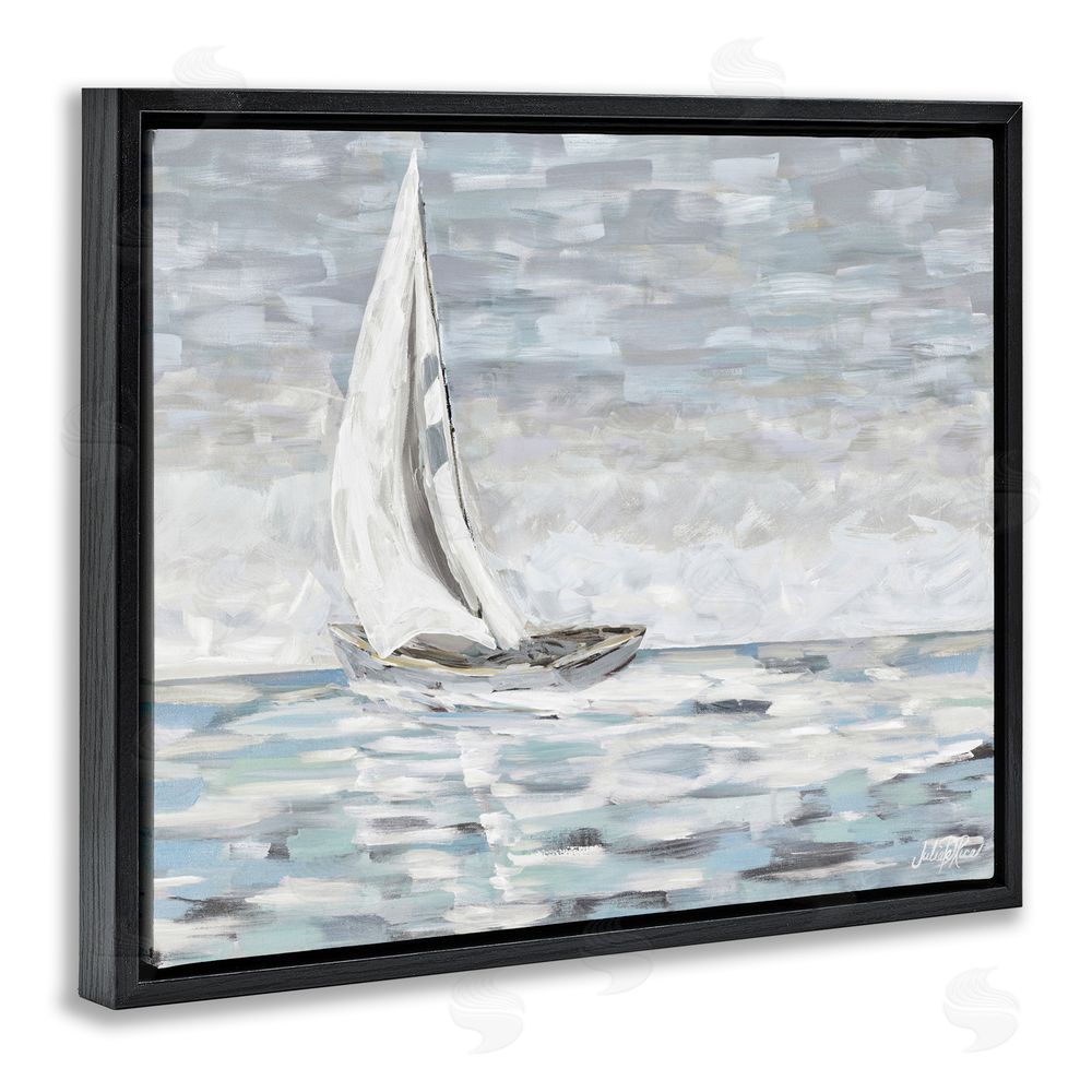 Julie DeRice Choppy Waters in Muted Tones Black Floating Frame Canvas Wall Art Print