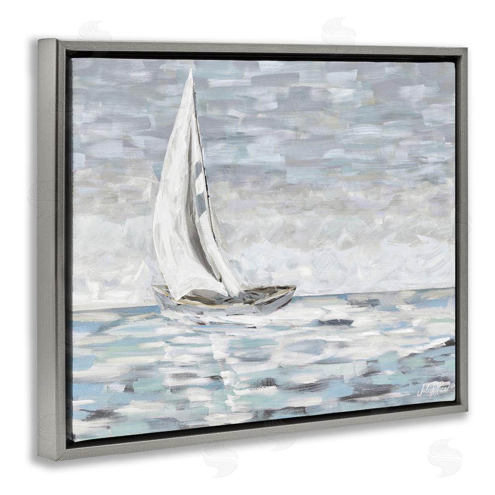 Julie DeRice Choppy Waters in Muted Tones Gray Floating Frame Canvas Wall Art Print