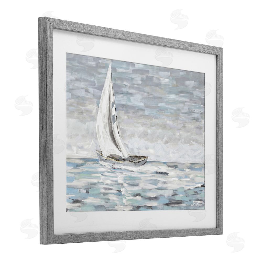 Julie DeRice Choppy Waters in Muted Tones Gray Framed Print Under Glass Wall Art