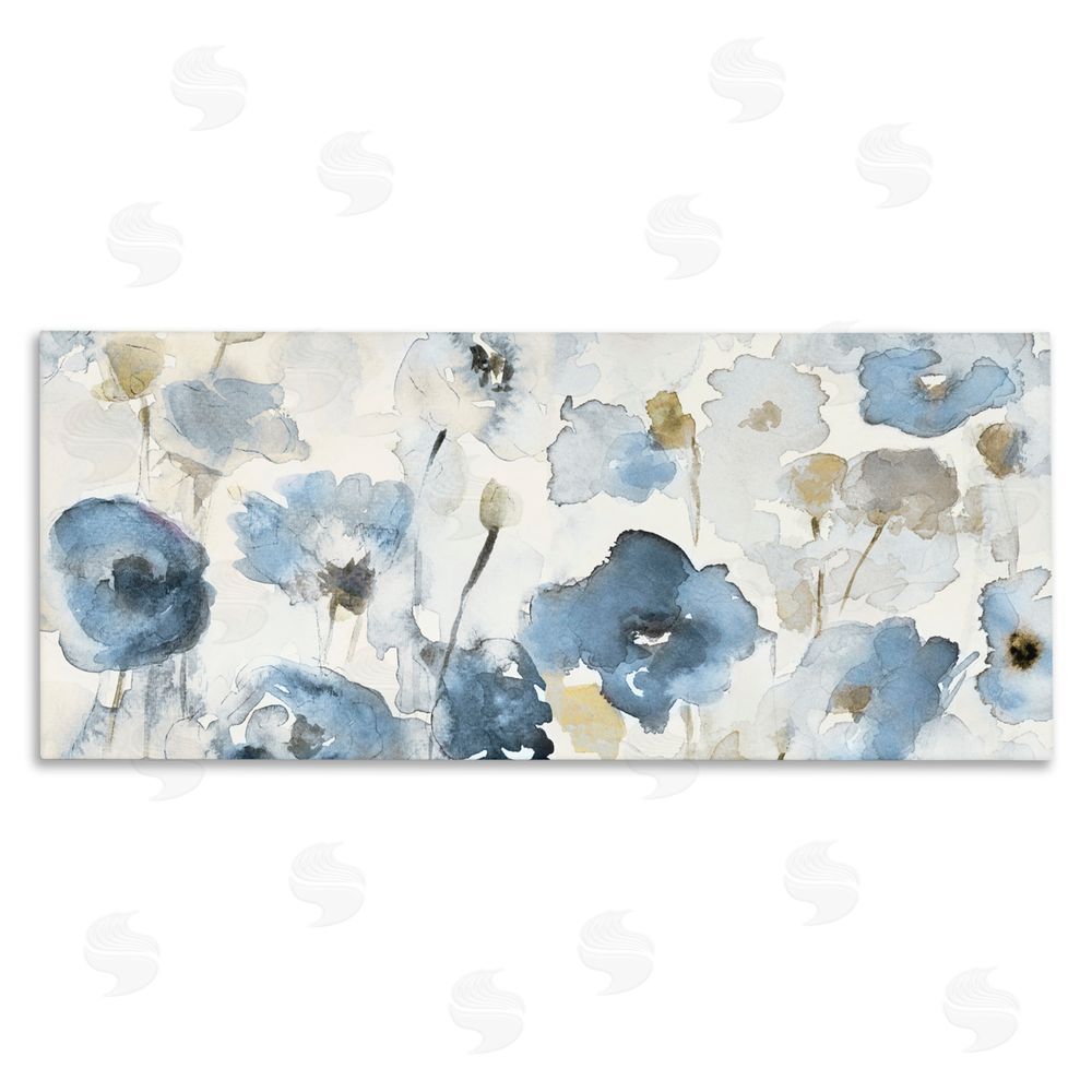 Lanie Loreth Blue Poppy Study in Watercolor Stretched Canvas Wall Art Print