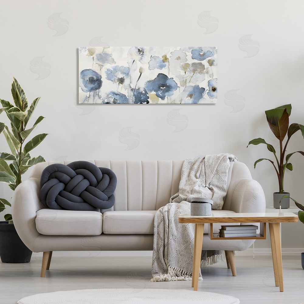Lanie Loreth Blue Poppy Study in Watercolor Stretched Canvas Wall Art in Room