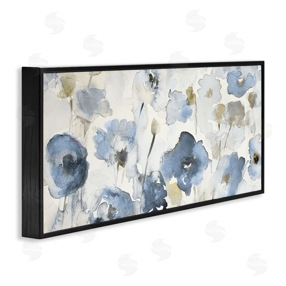 Lanie Loreth Blue Poppy Study in Watercolor Black Framed Giclee Wall Art Print