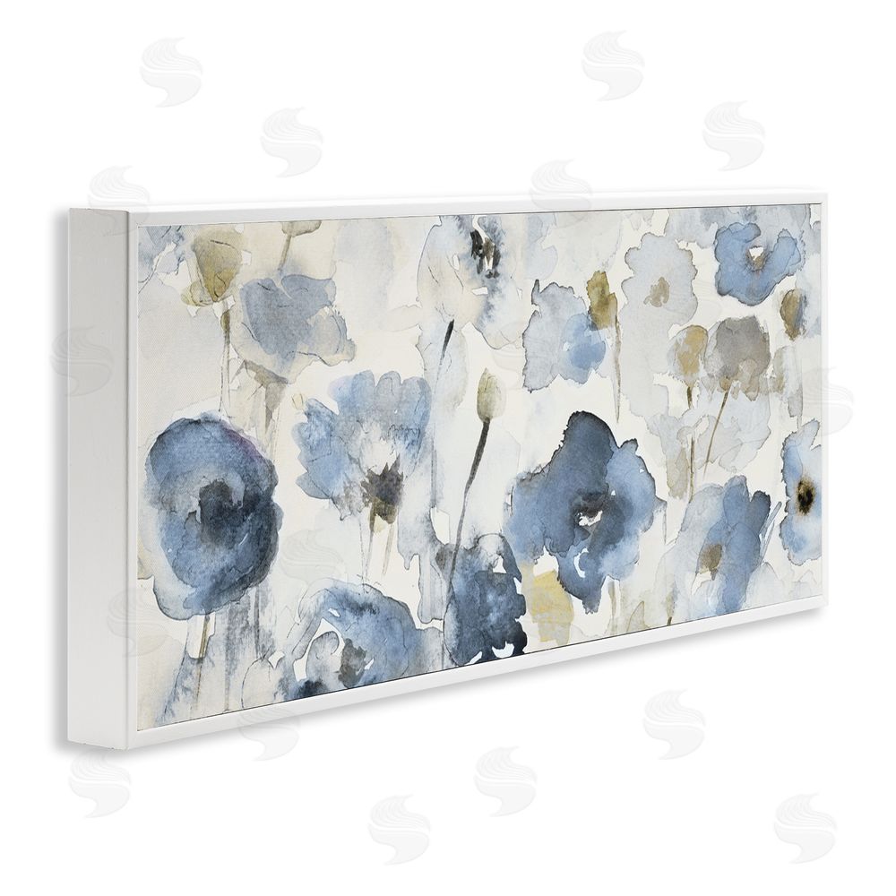Lanie Loreth Blue Poppy Study in Watercolor White Framed Giclee Wall Art Print