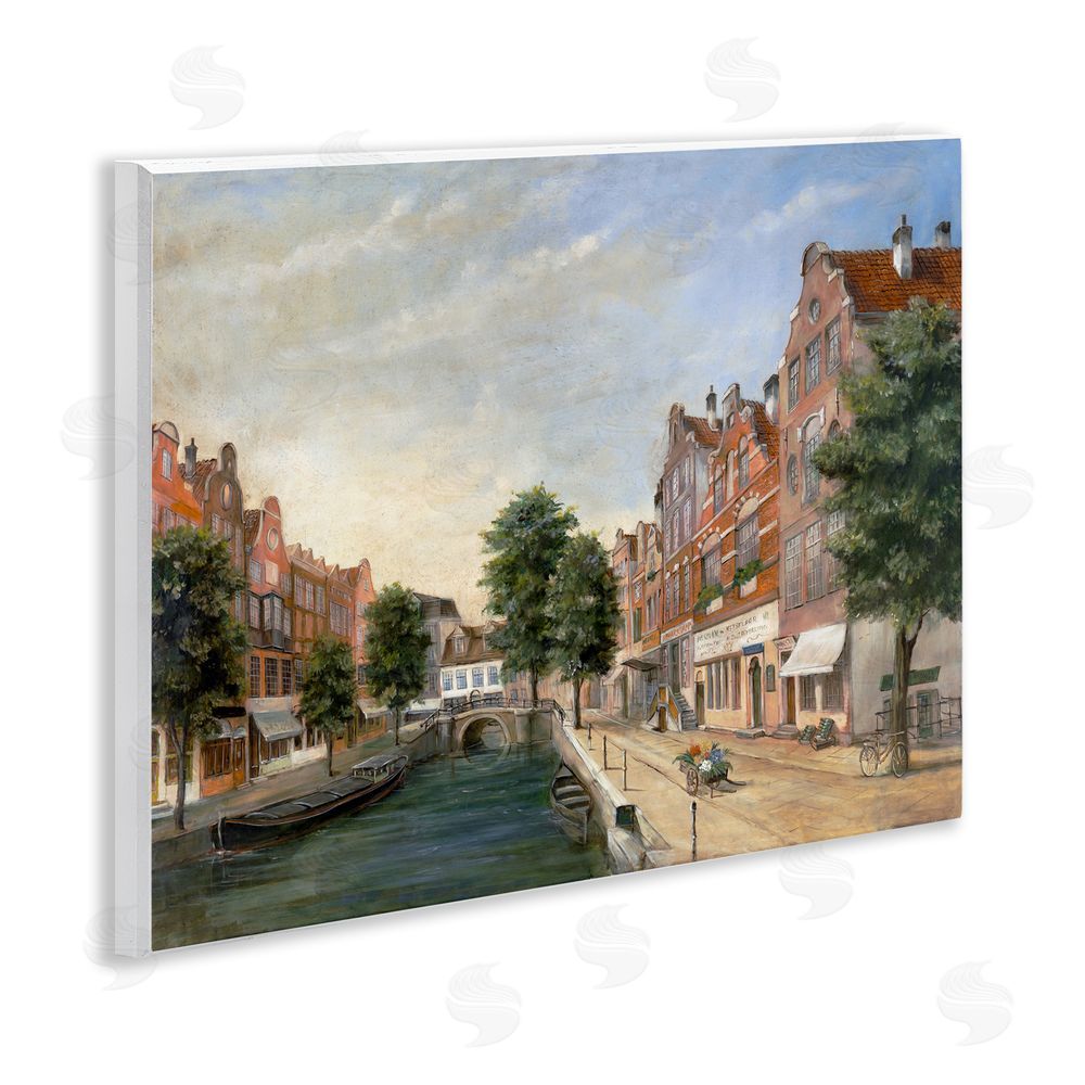 Lorenzo Collective Canal Street with Gabled Houses Wooden Wall Plaque Art Print
