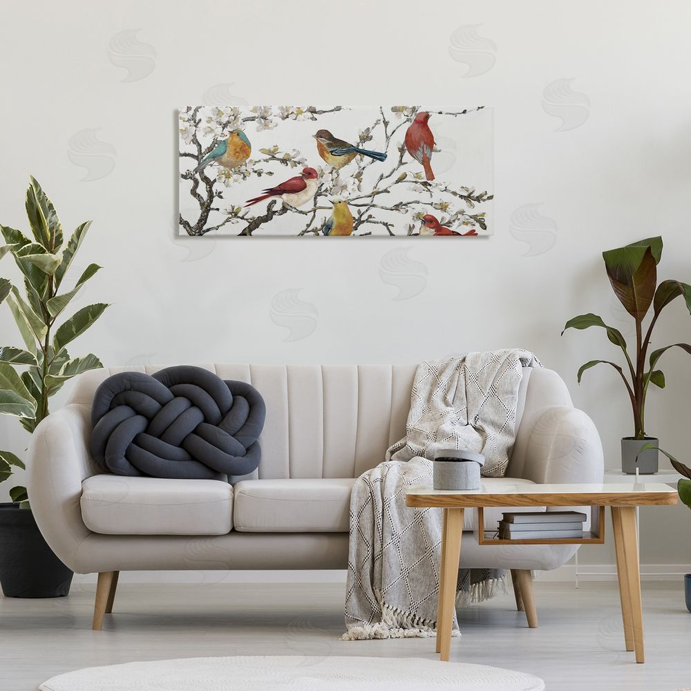 Lorenzo Collective Birds on Cherry Blossom Tree Stretched Canvas Wall Art in Room