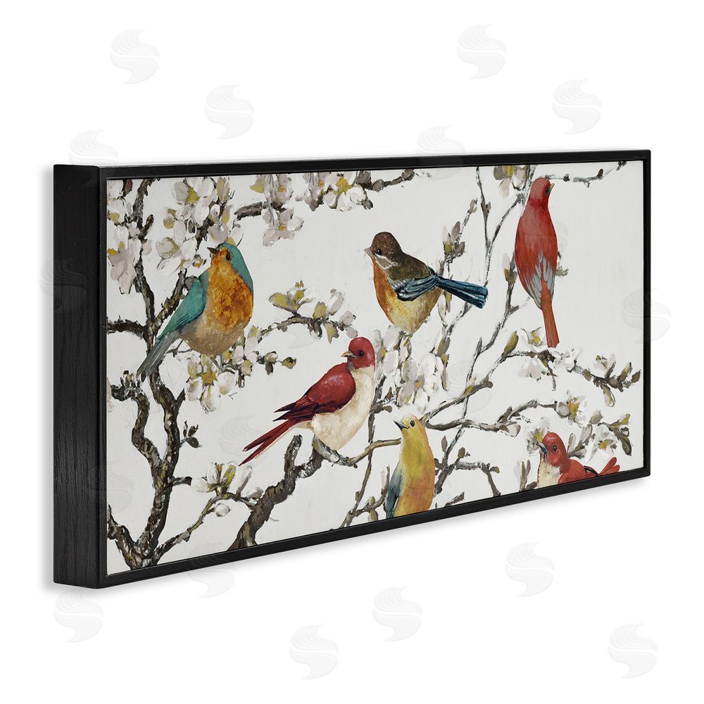 Lorenzo Collective Birds on Cherry Blossom Tree Black Framed Giclee Wall Art Print