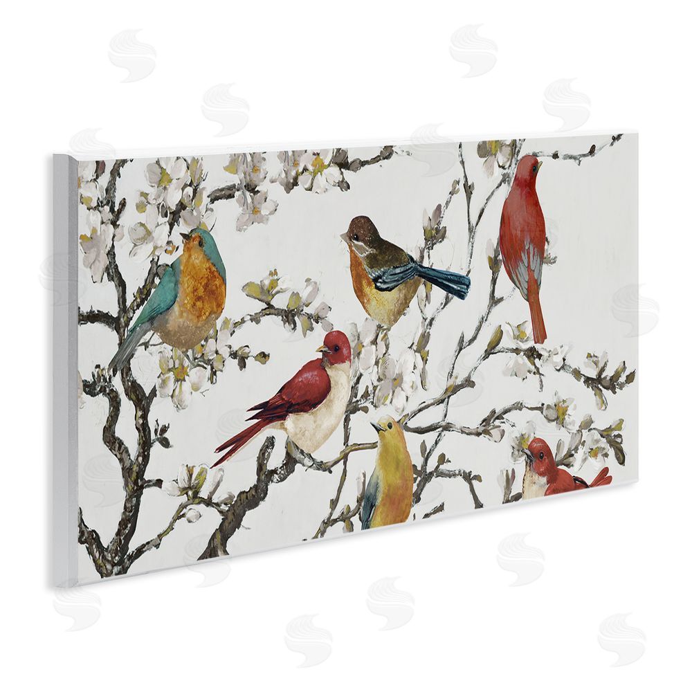 Lorenzo Collective Birds on Cherry Blossom Tree Wooden Wall Plaque Art Print