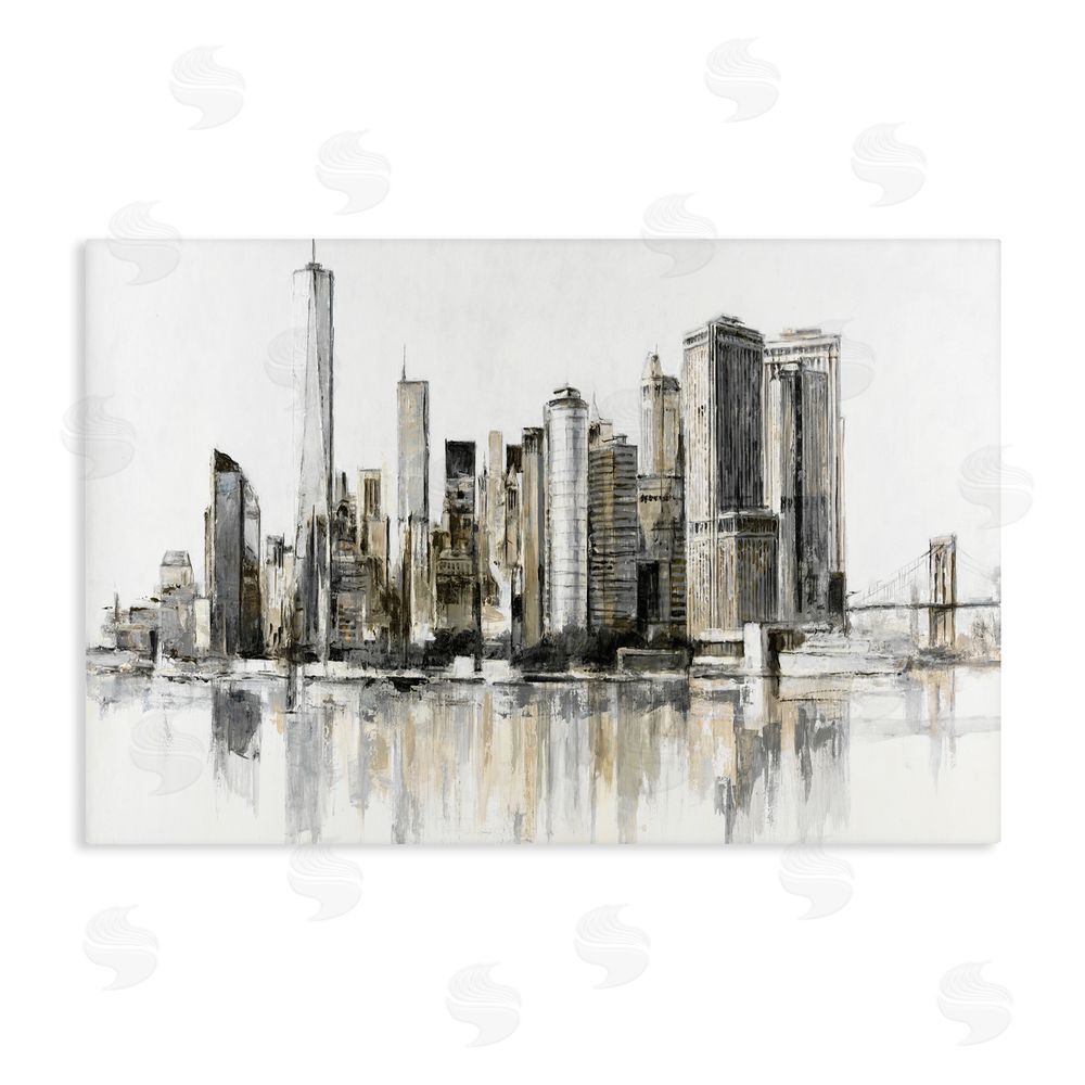 Lorenzo Collective Urban Skyline Reflection Stretched Canvas Wall Art Print