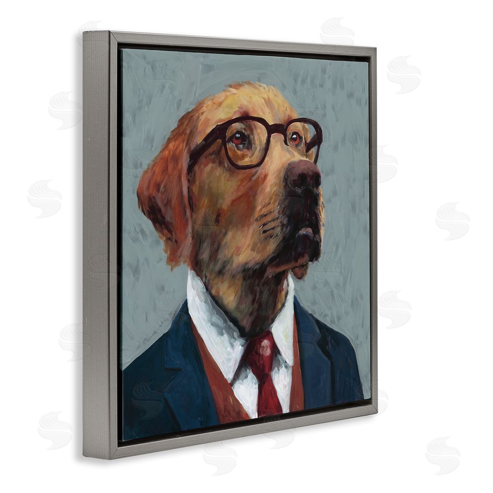 Studio Bautista Bark Kent Portrait Gray Floating Frame Canvas Wall Art Print