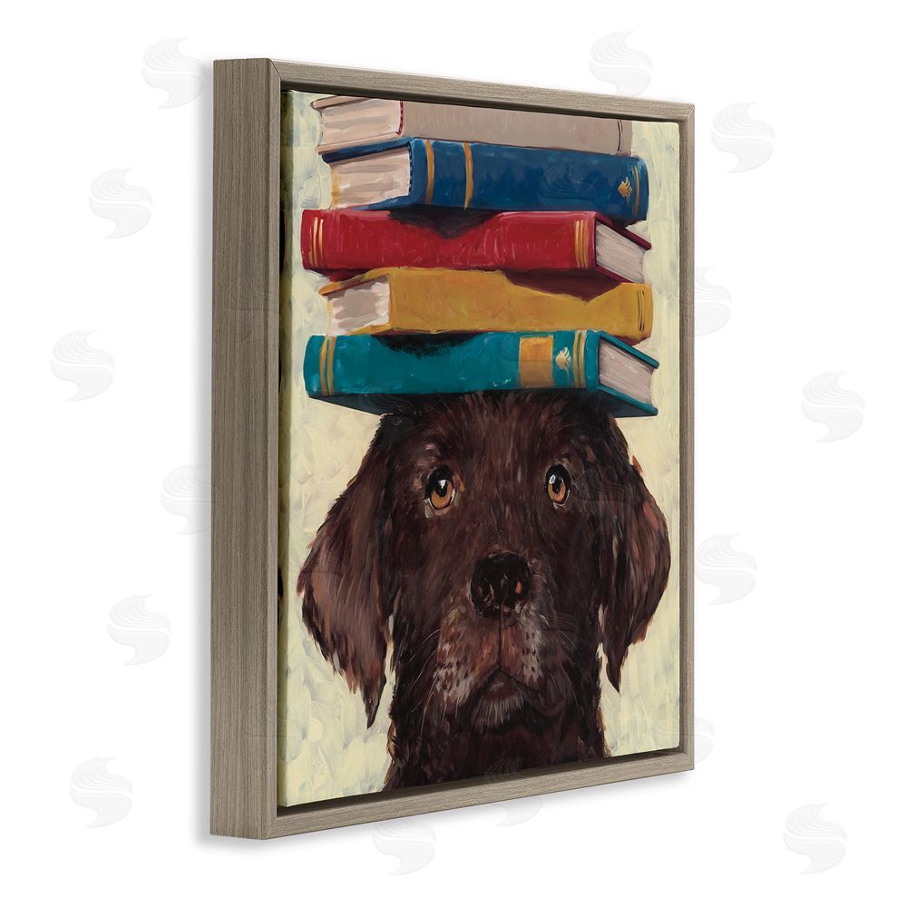Studio Bautista Studious Abby Dog Brown Floating Frame Canvas Wall Art Print
