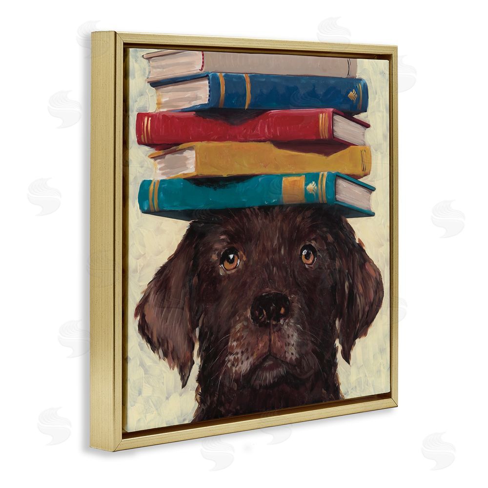 Studio Bautista Studious Abby Dog Gold Floating Frame Canvas Wall Art Print