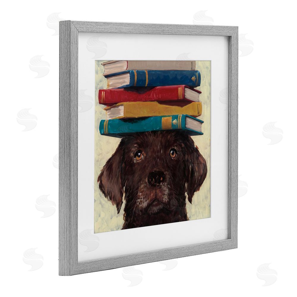 Studio Bautista Studious Abby Dog Gray Framed Print Under Glass Wall Art