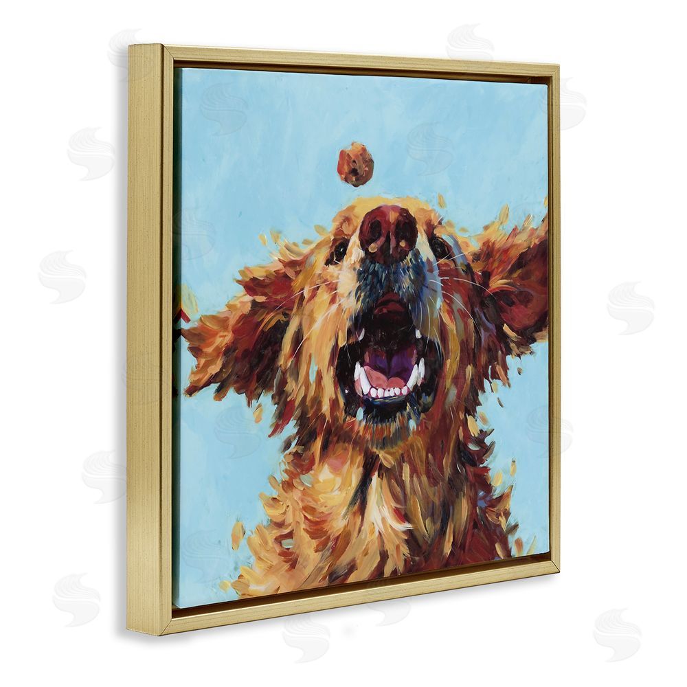 Studio Bautista Treato Loyal Dog Gold Floating Frame Canvas Wall Art Print