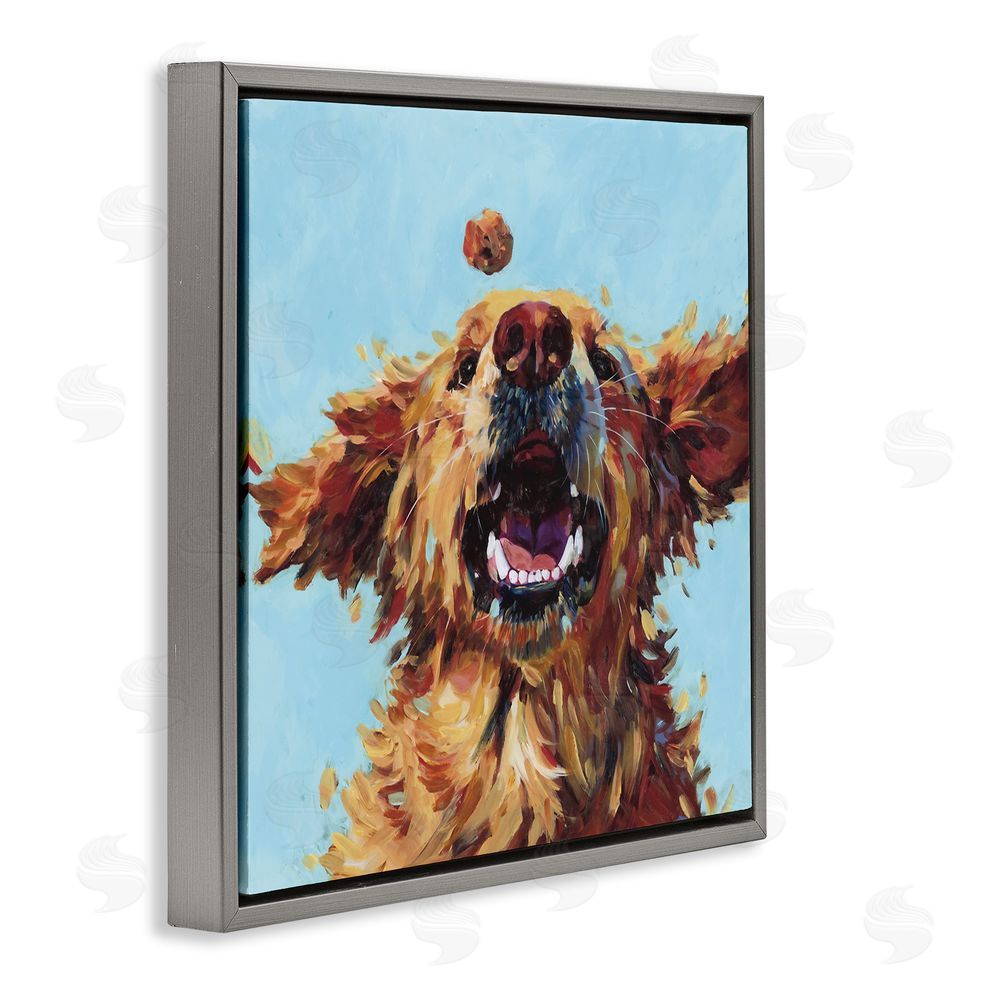 Studio Bautista Treato Loyal Dog Gray Floating Frame Canvas Wall Art Print
