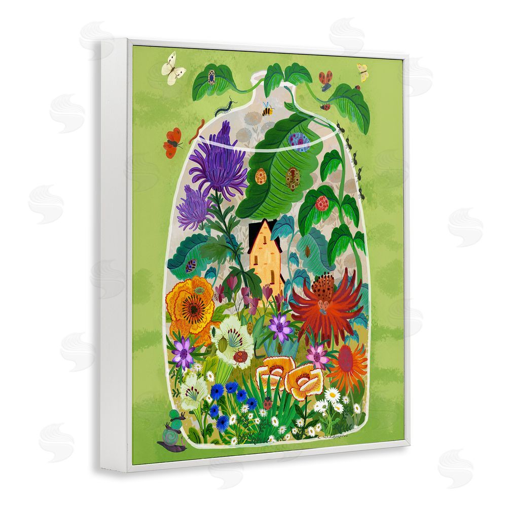Kay Widdowson Terrarium Bug Garden White Framed Giclee Wall Art Print
