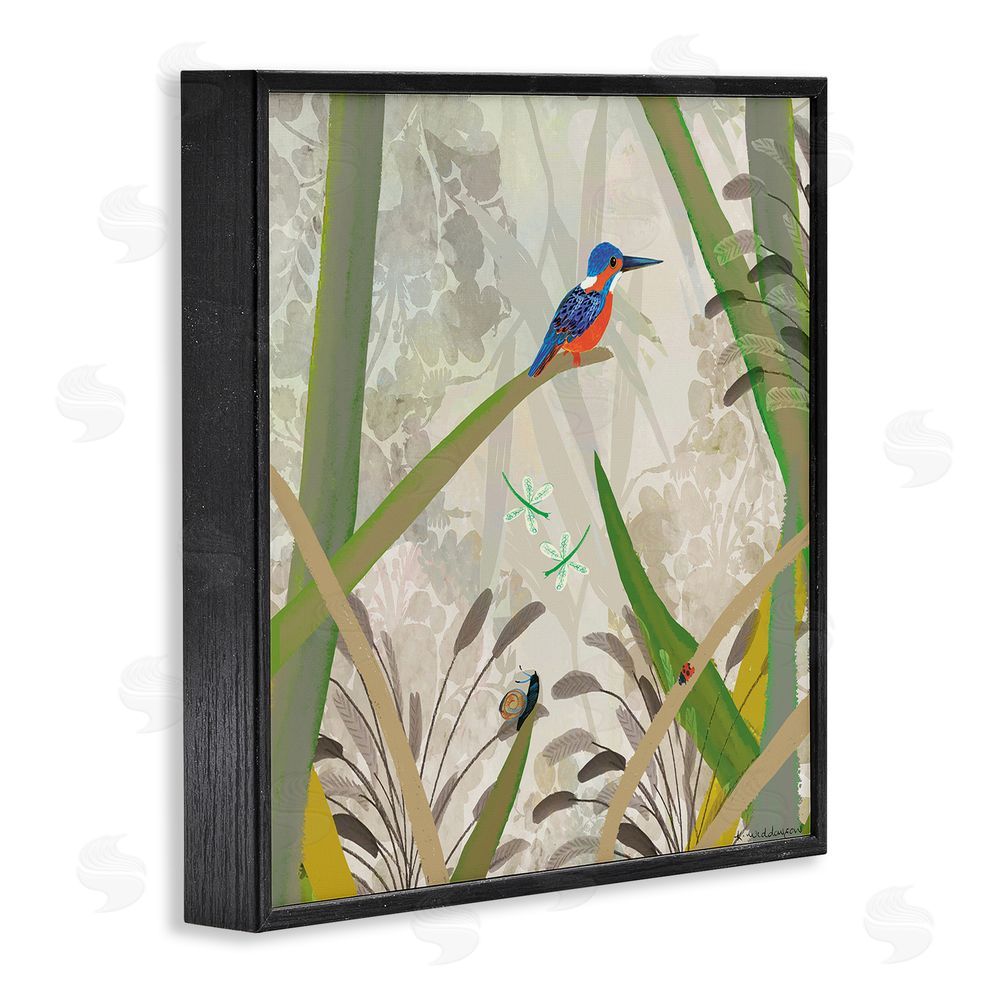 Kay Widdowson Kingfisher Among Branches Black Framed Giclee Wall Art Print
