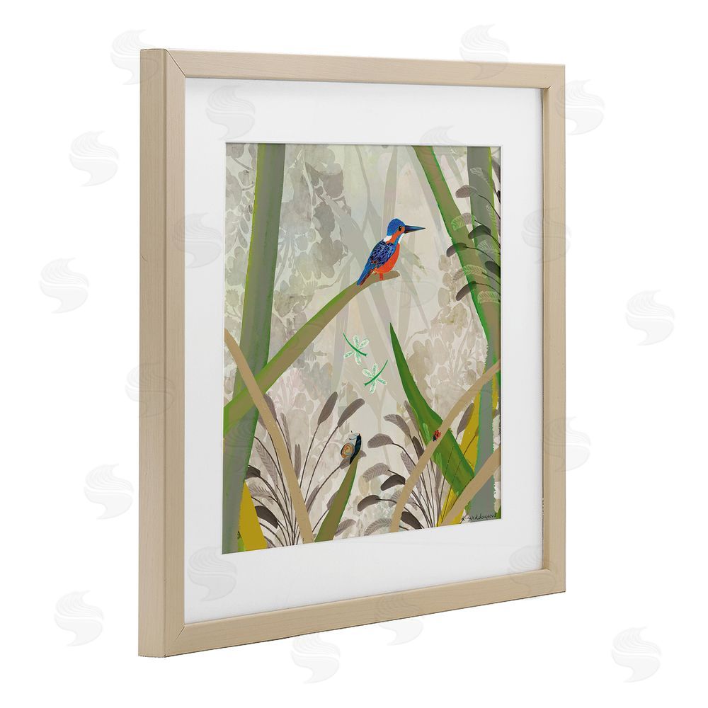 Kay Widdowson Kingfisher Among Branches Brown Framed Print Under Glass Wall Art