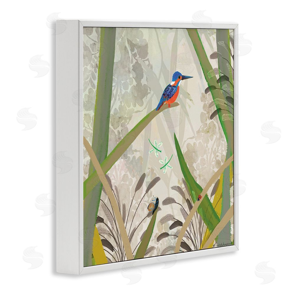 Kay Widdowson Kingfisher Among Branches White Framed Giclee Wall Art Print