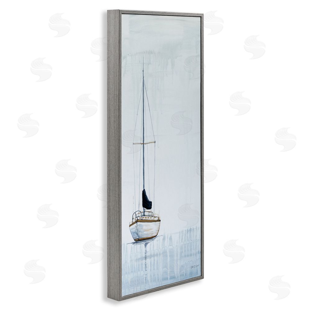 Yvette St. Amant Anchor Down Calm Sailing Vessel Gray Framed Giclee Wall Art Print