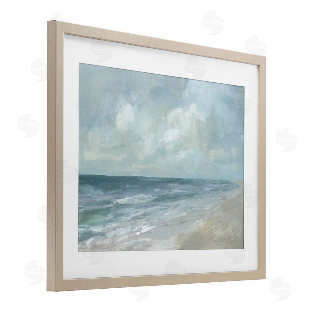 Danhui Nai Calm Beach at Dawn's Horizon Brown Framed Print Under Glass Wall Art