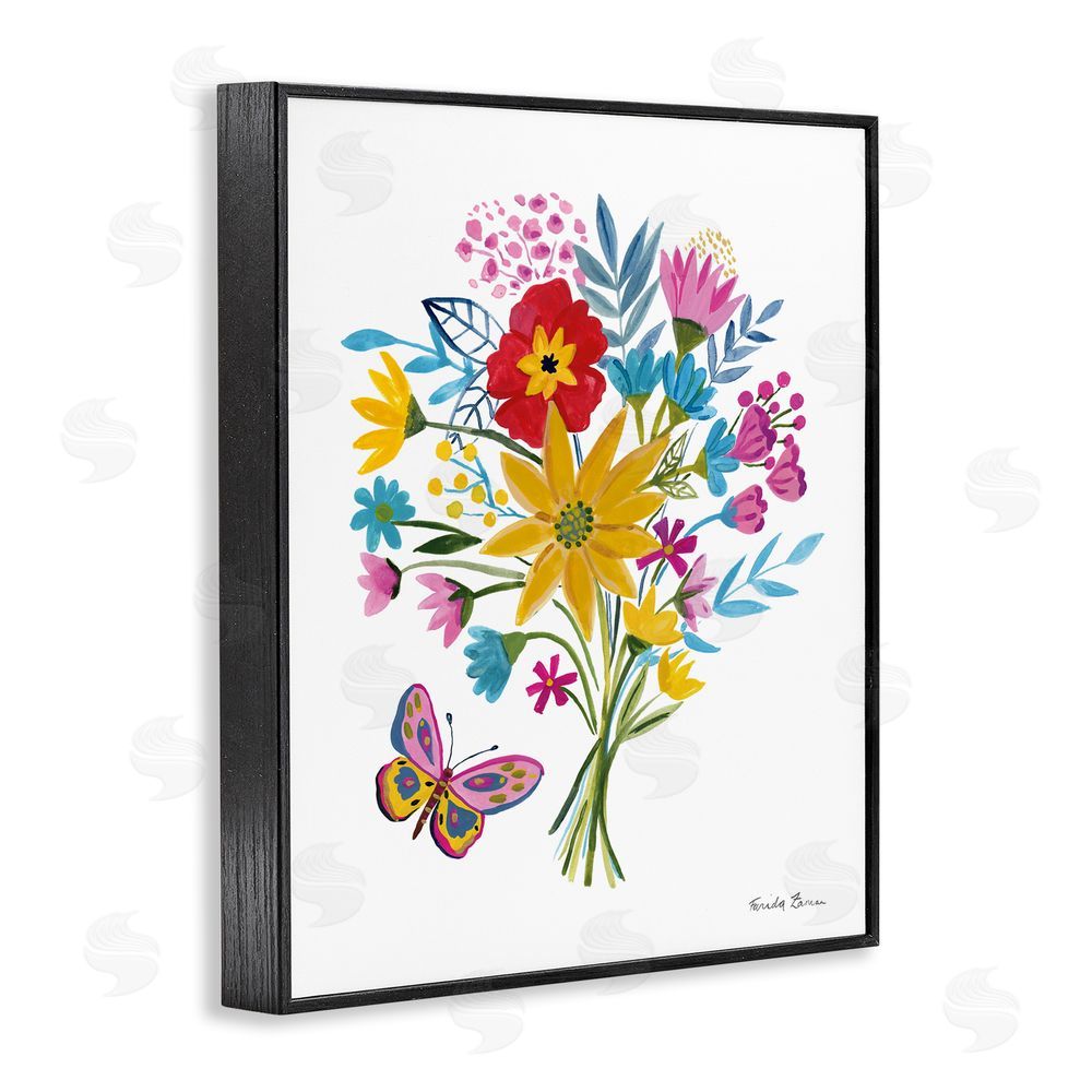 Farida Zaman Butterfly Bouquet Arrangement Black Framed Giclee Wall Art Print