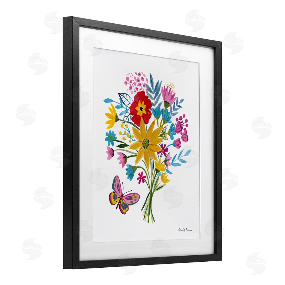 Farida Zaman Butterfly Bouquet Arrangement Black Framed Print Under Glass Wall Art