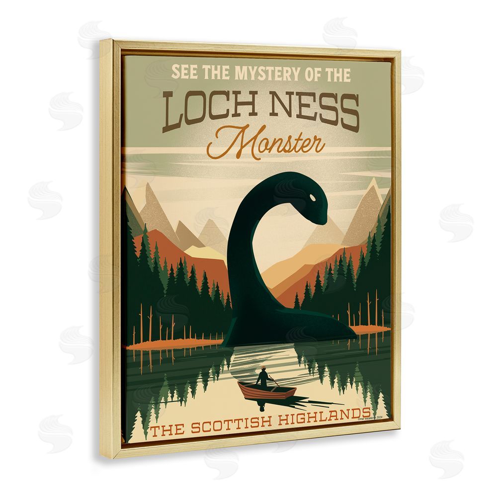 Omar Escalante Folklore Monster Tourism Gold Floating Frame Canvas Wall Art Print