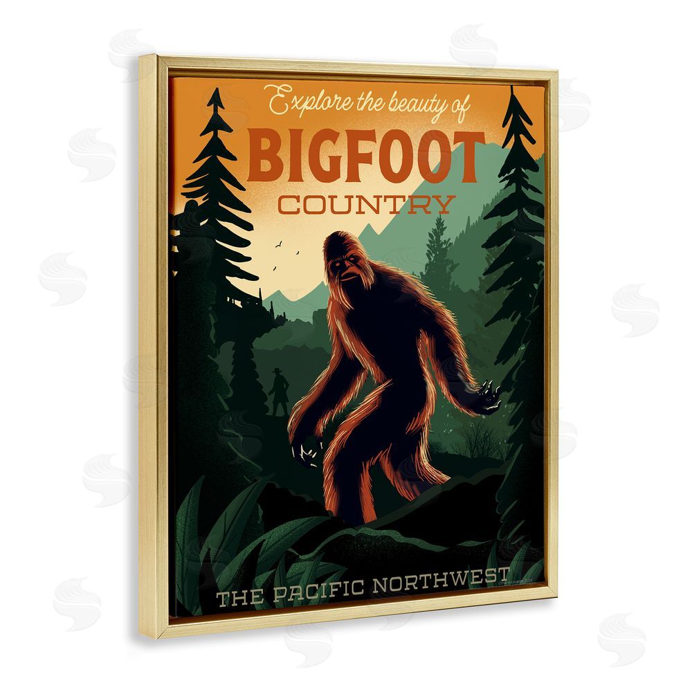 Omar Escalante Cryptid Tourism Wildlife Gold Floating Frame Canvas Wall Art Print
