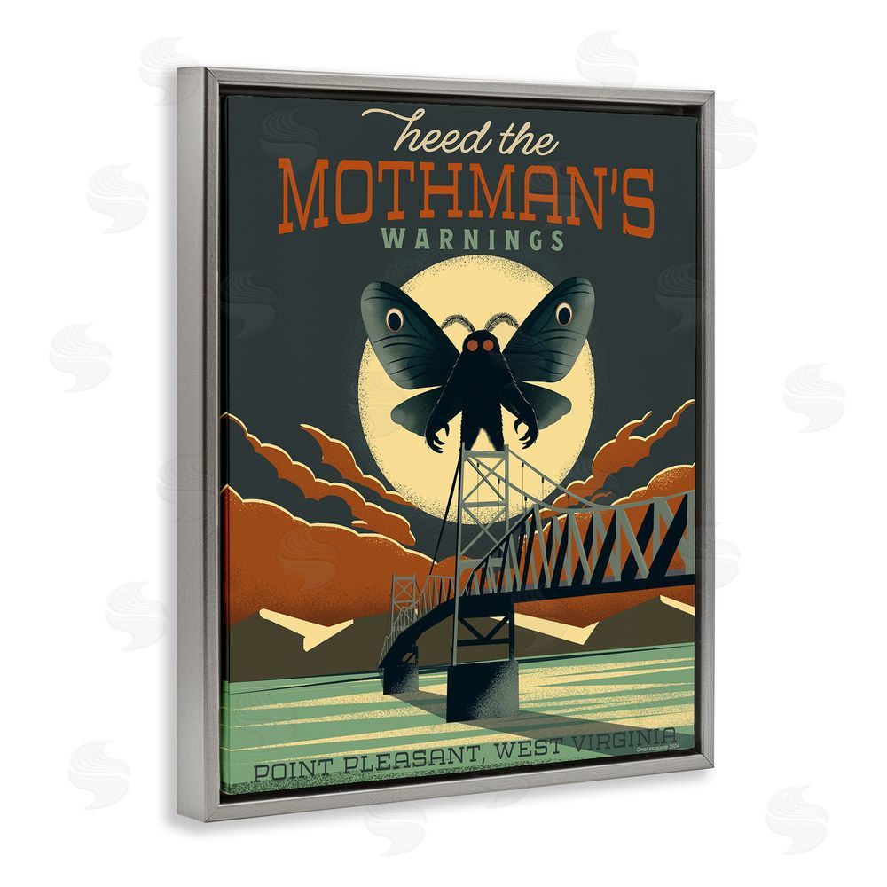 Wild Apple Cryptid Tourism West Virginia Gray Floating Frame Canvas Wall Art Print